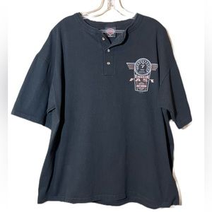 Vintage 96 Harley Davidson Single Stitch Henley T-Shirt Mens Size XL Colboch TN